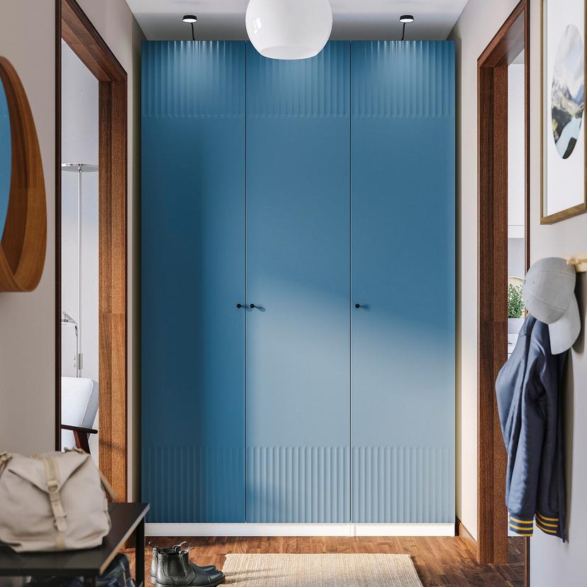 PAX / FYRUDDEN — гардероб, комбинация, белый/синий, 150x58x236 см