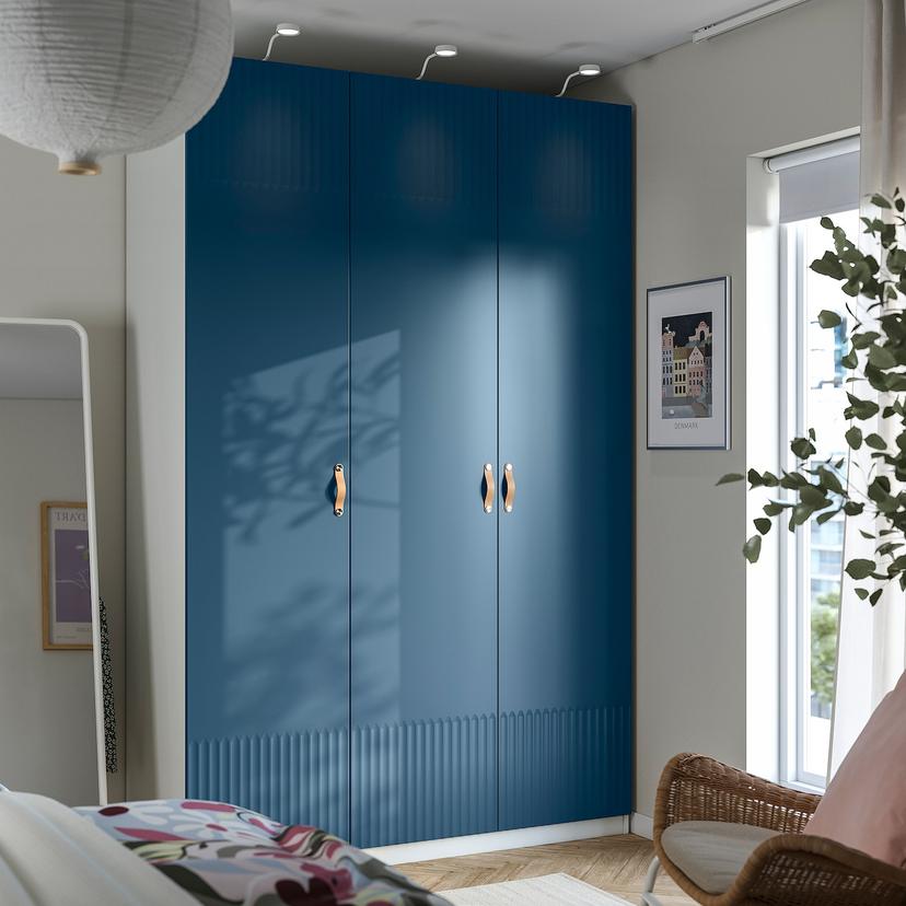 PAX / FYRUDDEN — гардероб, комбинация, белый/синий, 150x60x236 см