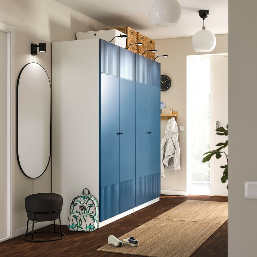 PAX / FYRUDDEN — гардероб, комбинация, белый/синий, 200x60x201 см