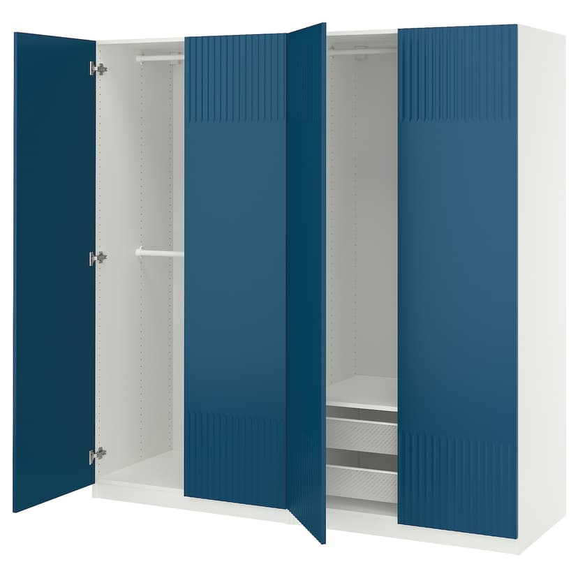 PAX / FYRUDDEN — гардероб, комбинация, белый/синий, 200x60x201 см