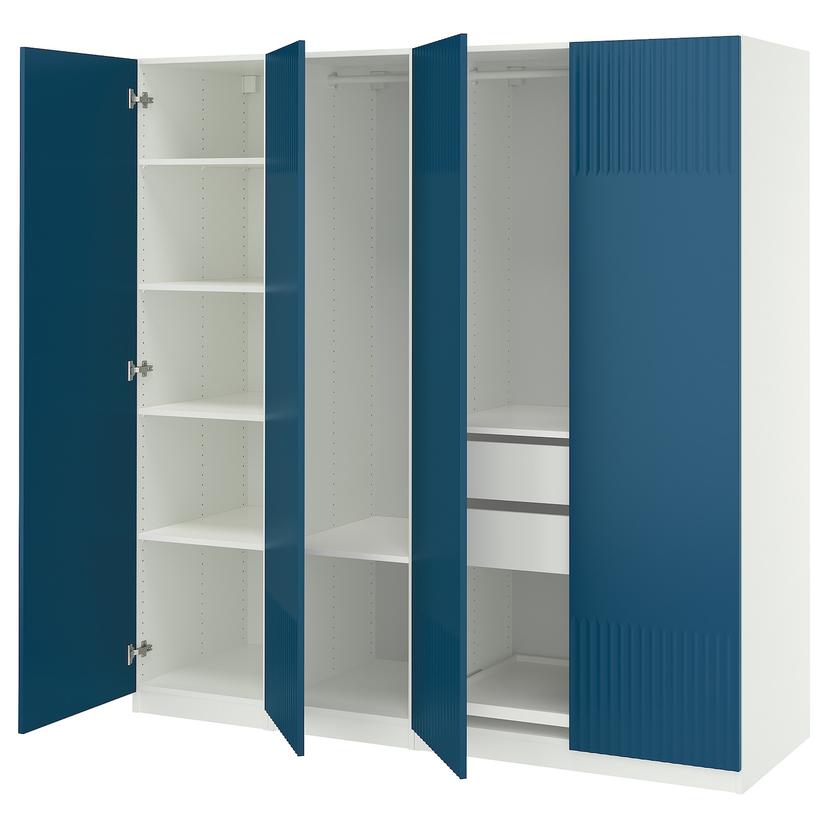 PAX / FYRUDDEN — гардероб, комбинация, белый/синий, 200x60x201 см