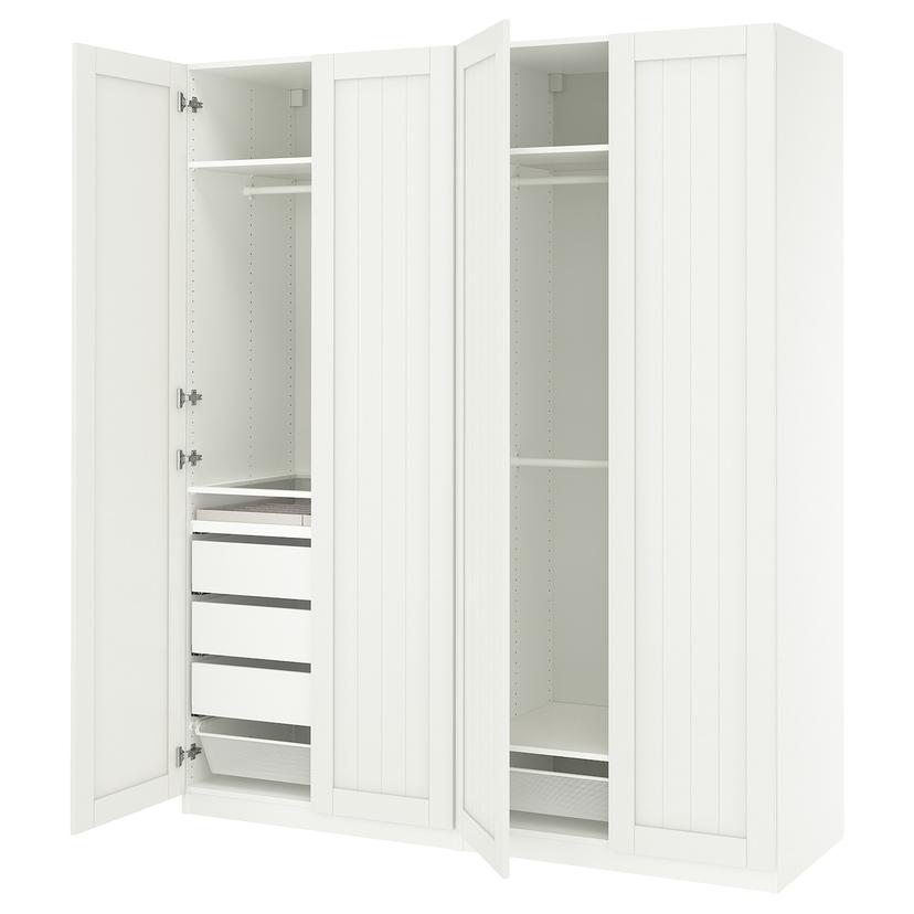 PAX / GULLABERG — гардероб, комбинация, белый/белый, 200x60x236 см