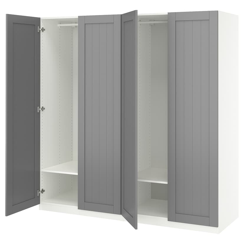 PAX / GULLABERG — гардероб, комбинация, белый/серый, 200x60x201 см