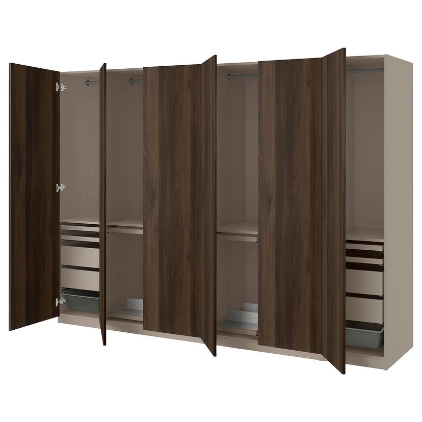 PAX / STORKLINTA — Комплект мебели для гардероба, имитация дуба серо-бежевого/темно-коричневого цвета.