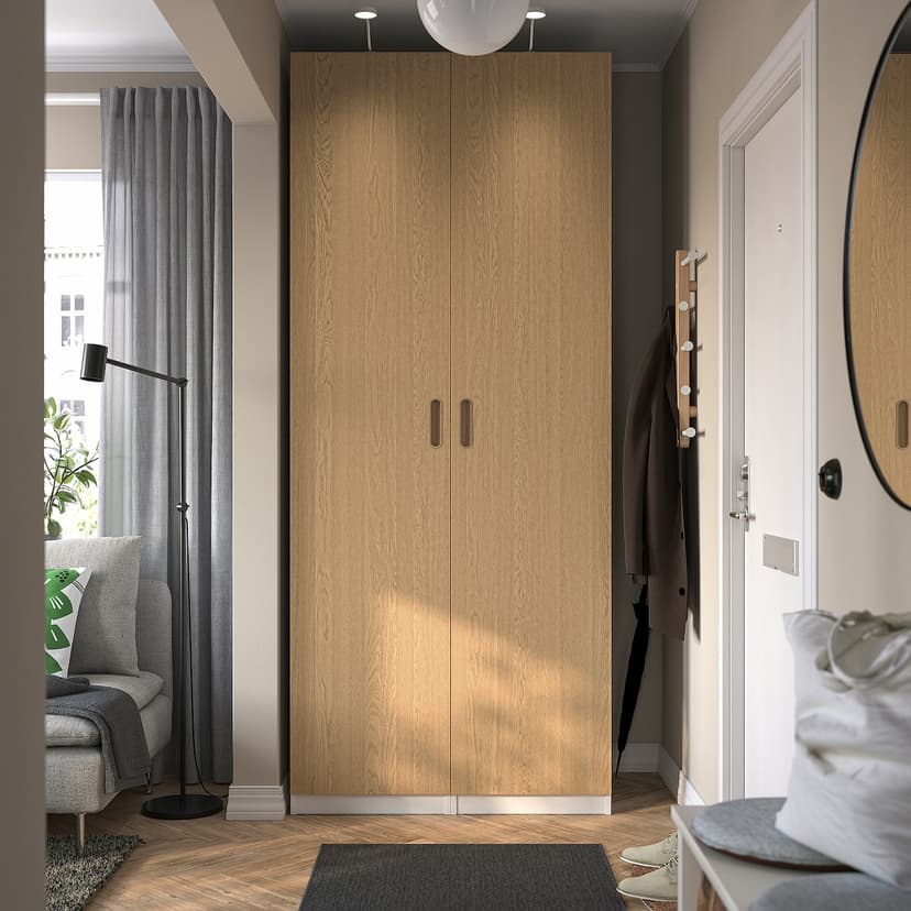 PAX / TONSTAD — гардероб, комбинация, белый/дубовый шпон, 100x60x236 см