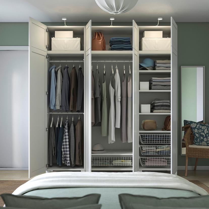 PLATSA — Восьмидверный шкаф, белый/белый цвет Sannidal