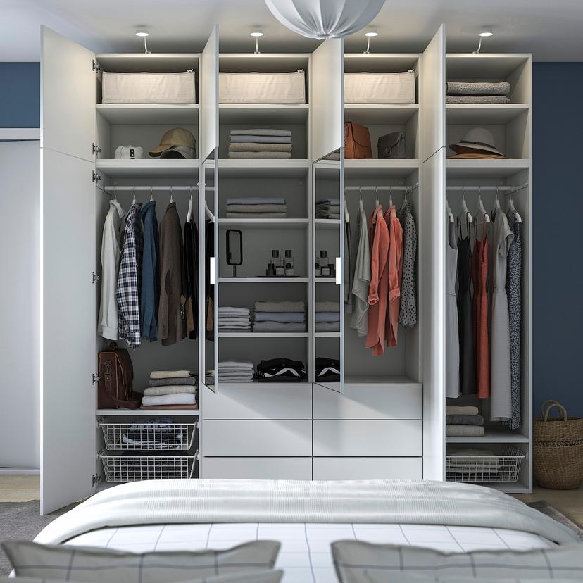 PLATSA — Комплект мебели для гардероба: белое зеркало STRAUMEN/белое зеркало FONNES