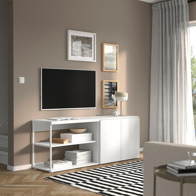 PLATSA — открытая комбинация с 2 дверями, белый Fonnes/белый, 160x42x63 см