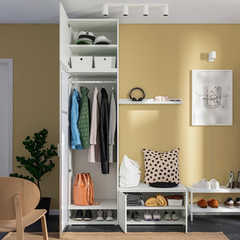 PLATSA — Шкаф с 4 дверями, белое зеркальное стекло STRAUMEN/FONNES белого цвета