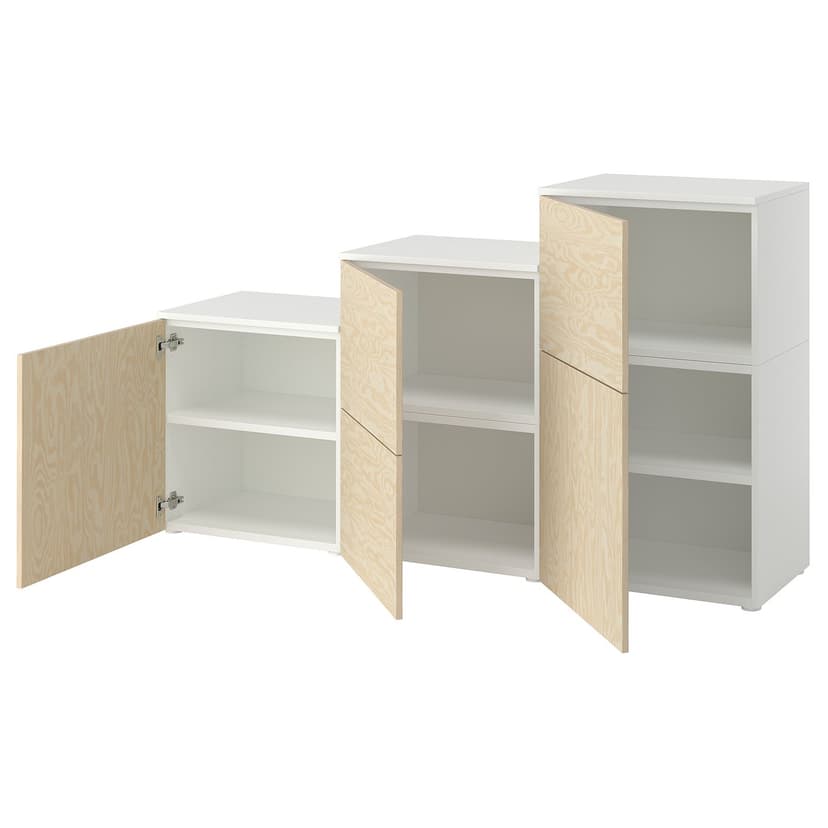 PLATSA — Szafka 5 drzwi, biały/Kalbåden żywy efekt sosny,