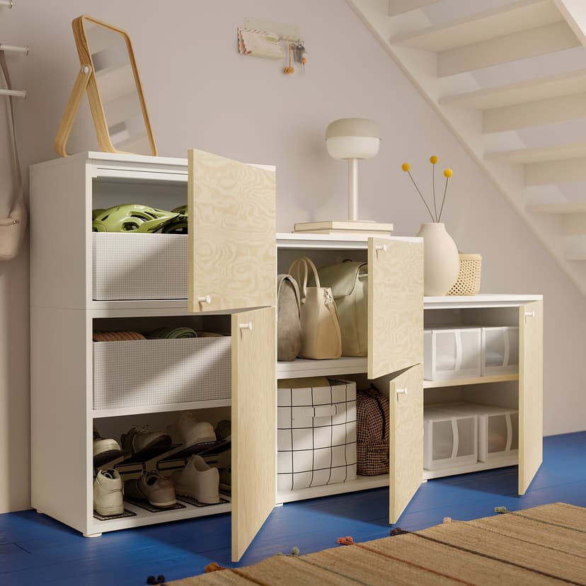 PLATSA — Szafka 5 drzwi, biały/Kalbåden żywy efekt sosny,