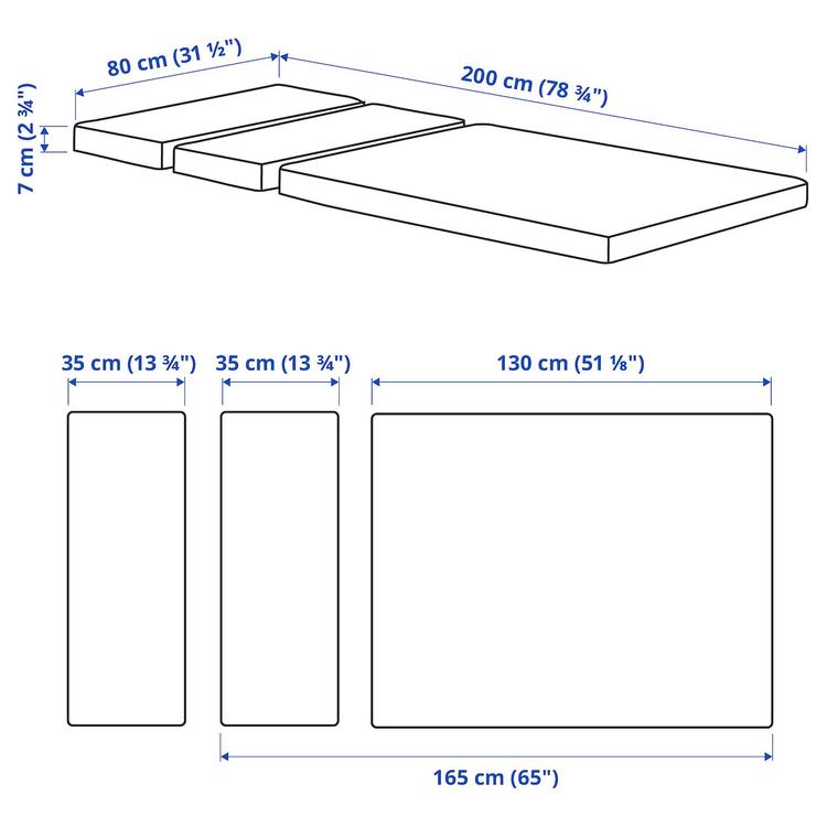 матрас д/детской раздвижной кровати, 80x200 см dimensions