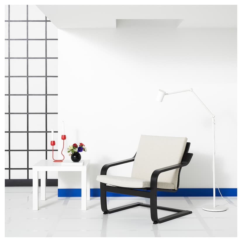 POÄNG — кресло с низкой спинкой, черно-коричневый/Katorp естественный/бежевый