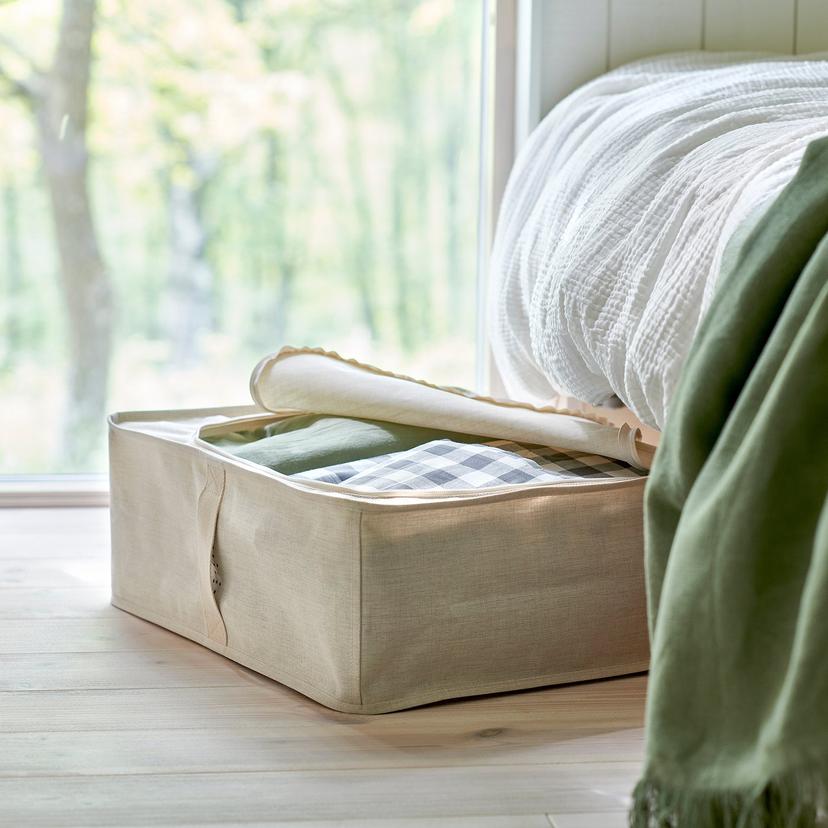 PURRPINGLA — Контейнер для одежды/постельного белья, ткань/бежевый