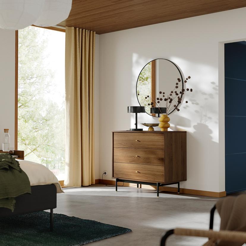 RÅDMANSÖ — комод с 3 ящиками, коричневый под грецкий орех, 90x48x81 см