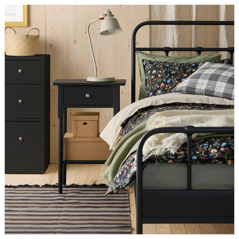 RÅVAROR — Плоский тканый ковер, ручная работа, черно-коричнево-серый.