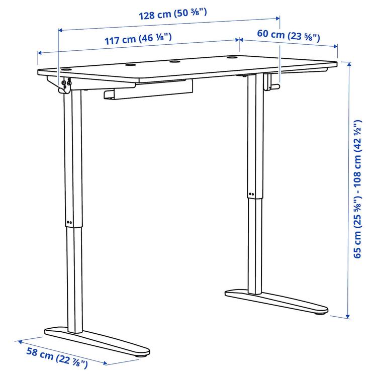 стол-трансформер, комбинация, белый/светлый серо-зеленый, 117x60 см dimensions