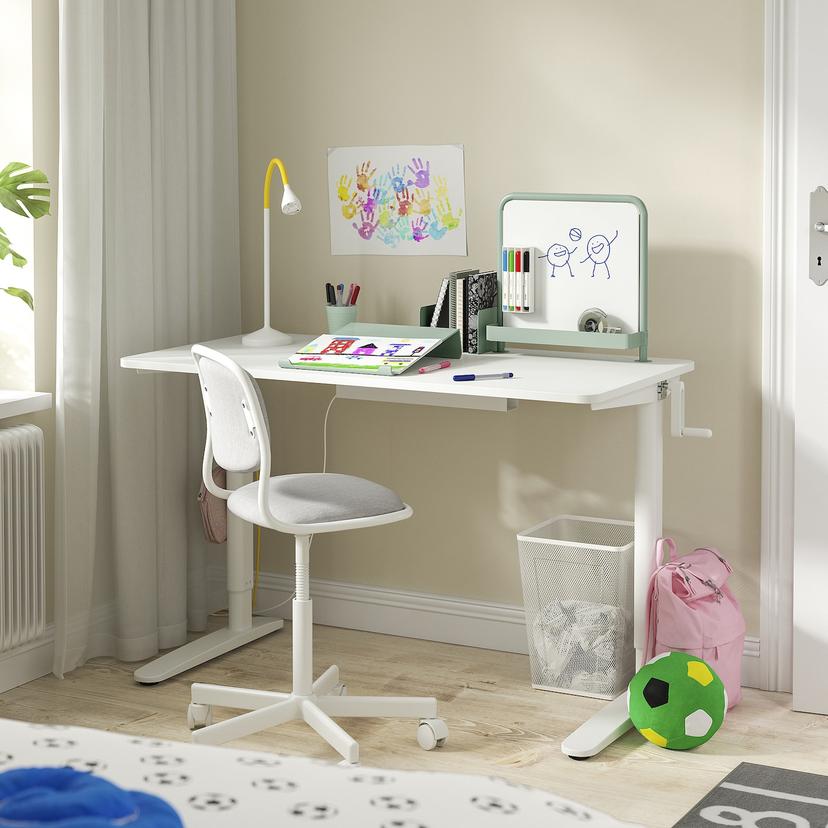 RELATERA — стол-трансформер, комбинация, белый/светлый серо-зеленый, 117x60 см