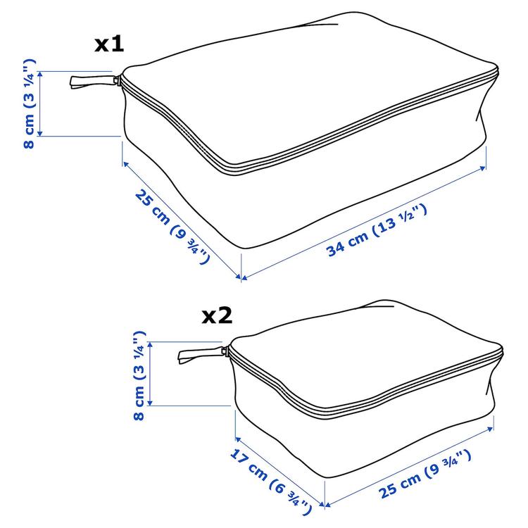 сумка для одежды, 3 шт., клетчатый орнамент/серый черный dimensions