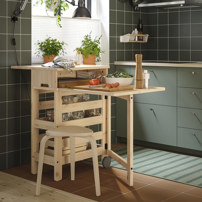 RESARÖ — передв стол с откид полами и отдел, сосна