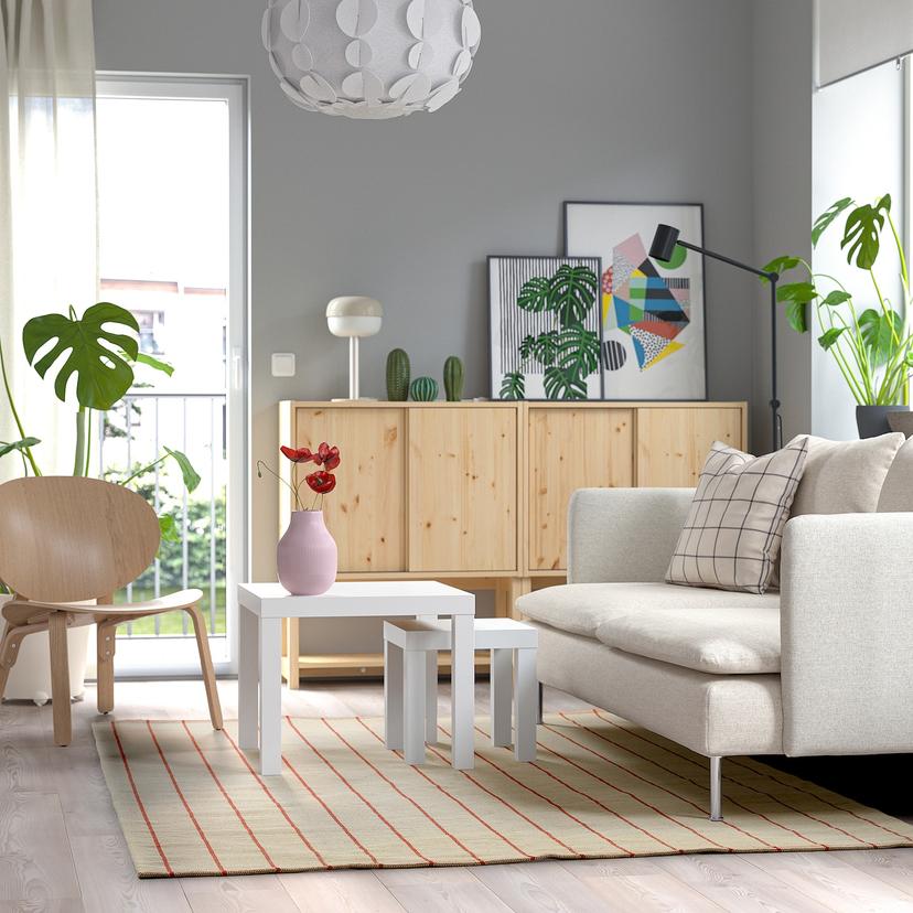 RIDSTIG — ковер, безворсовый, белый с оттенком/красный, 170x240 см