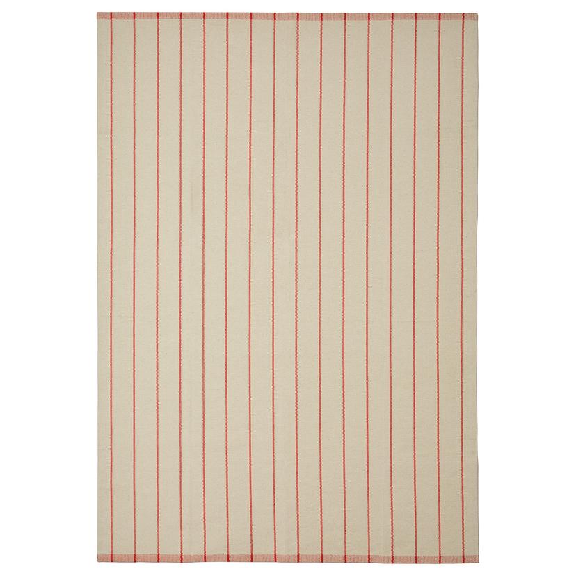 RIDSTIG — ковер, безворсовый, белый с оттенком/красный, 170x240 см