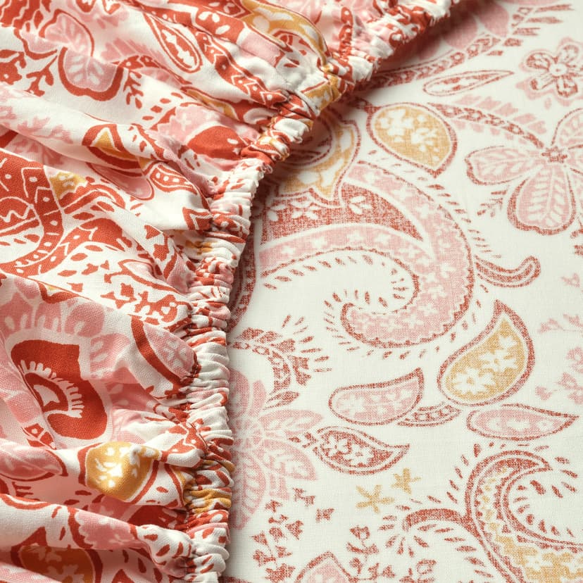 RODGERSIA — Prześcieradło z gumką, różowy/biały,