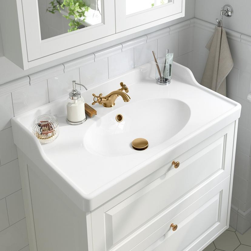 RUNSKÄR — смеситель для раковины, желтая медь