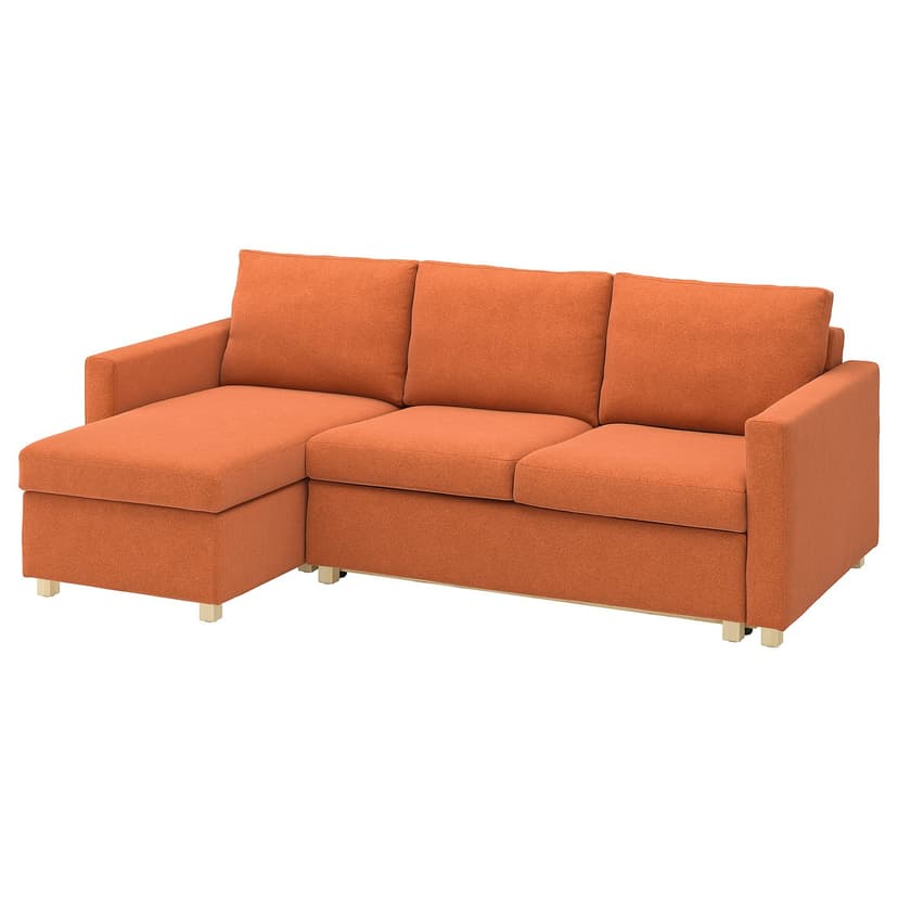 SALTSJÖBADEN — 3-os sofa rozkładana z szezlongiem, Tonerud czerwonobrązowy,