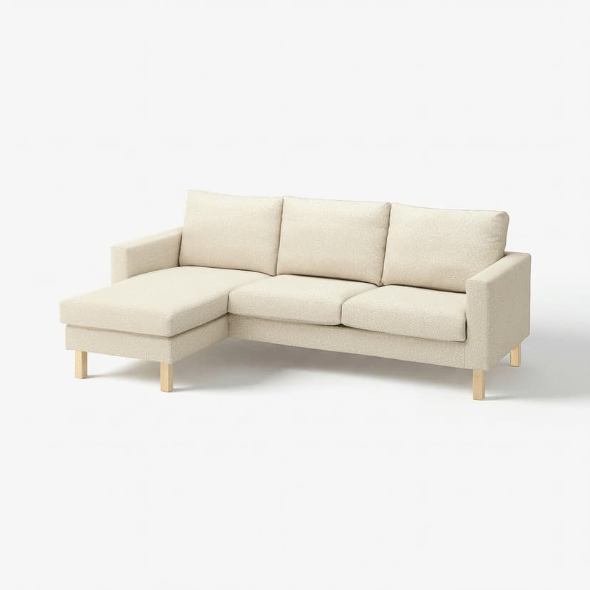 SALTSJÖBADEN — Sofa 3-osobowa z szezlongiem, Vittangi jasnobeżowy/biały,