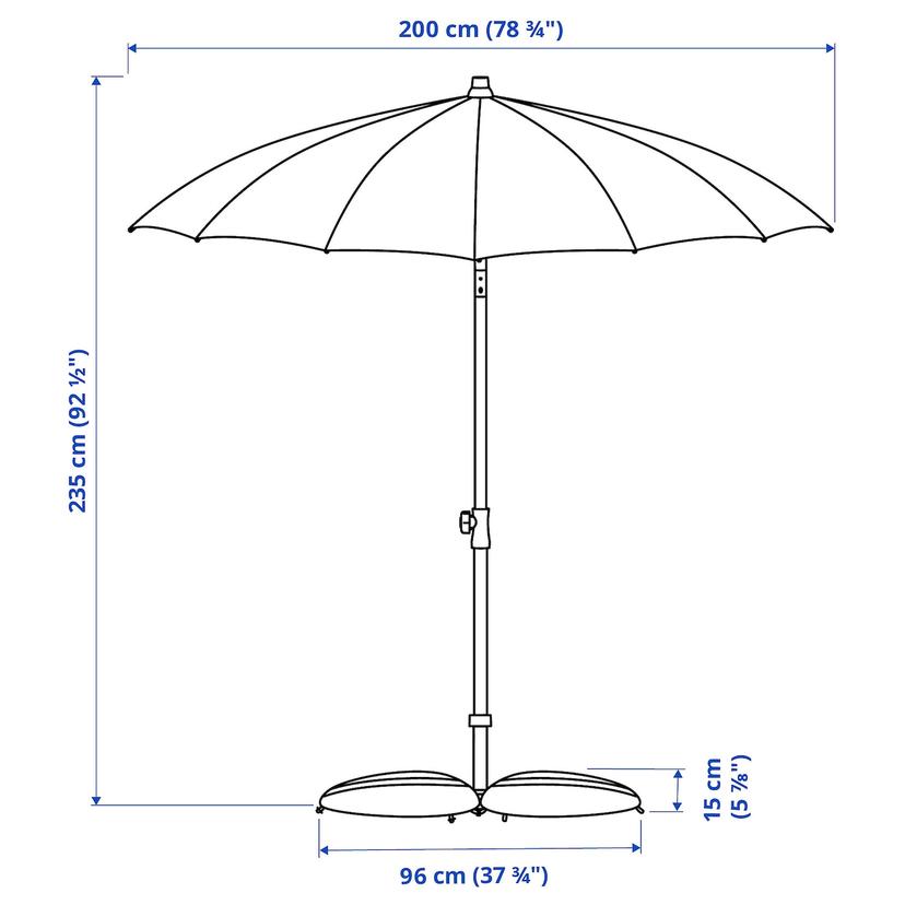 SAMSÖ / IGGÖN — Зонт с наклонным основанием, бежево-темно-серый.