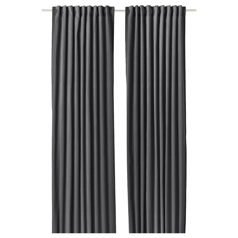 SANELA — Шторы, 2 шт., темно-серые/с лентой