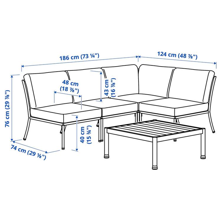 3-местный набор мебели dimensions