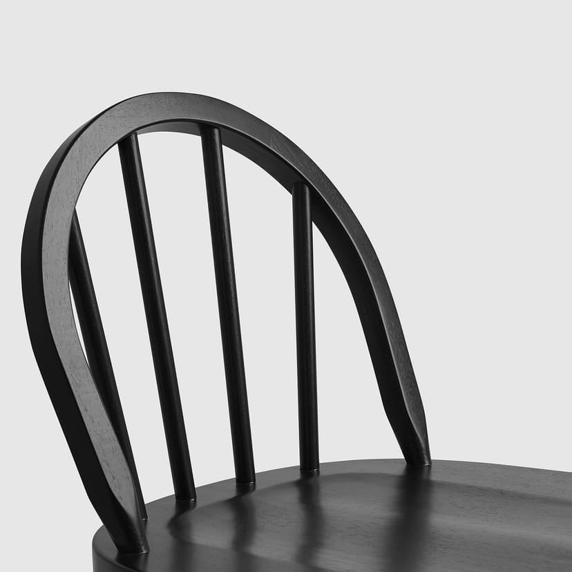 SKOGSTA — Stołek barowy z oparciem, wysokość blatu czarny,