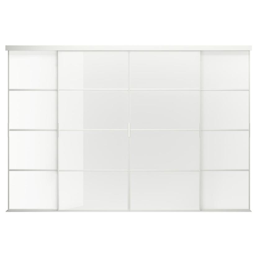 SKYTTA / FÄRVIK — дверь раздвижная, комбинация, белый/белый стекло, 351x240 см