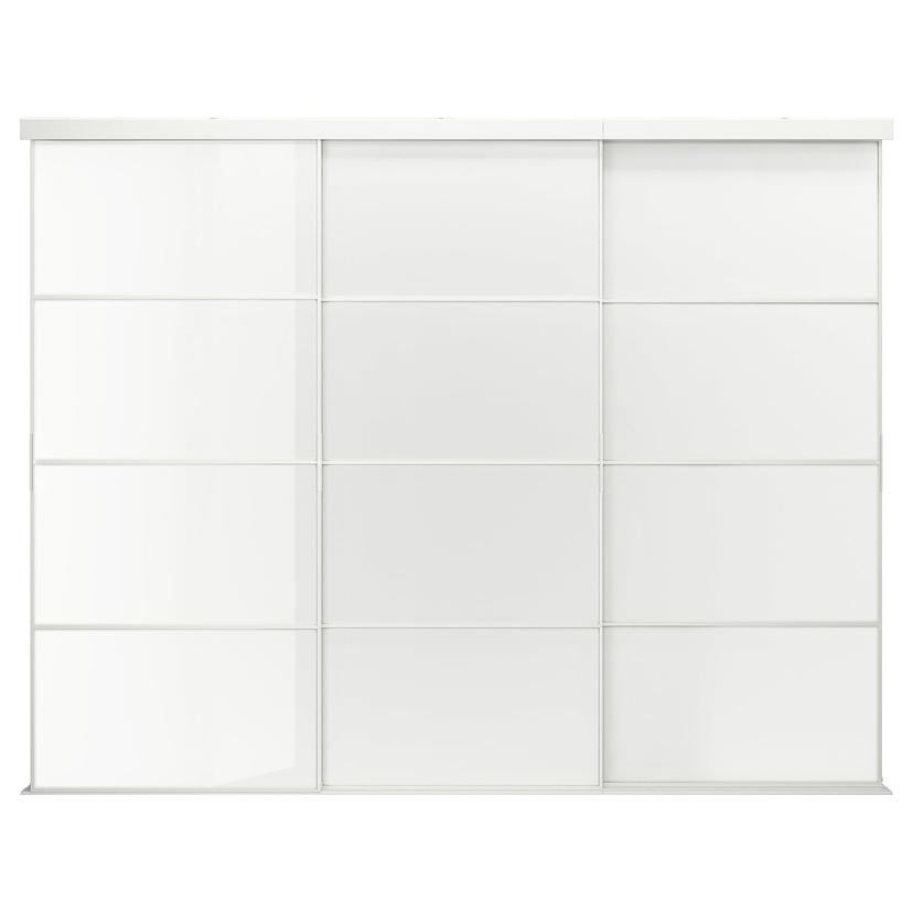 SKYTTA / FÄRVIK — Комбинированная раздвижная дверь, белое/белое стекло