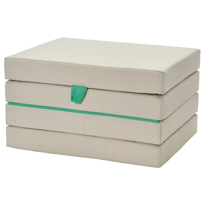 SLÄKT — пуф/матрас, складной, Vissle бежевый/зеленый