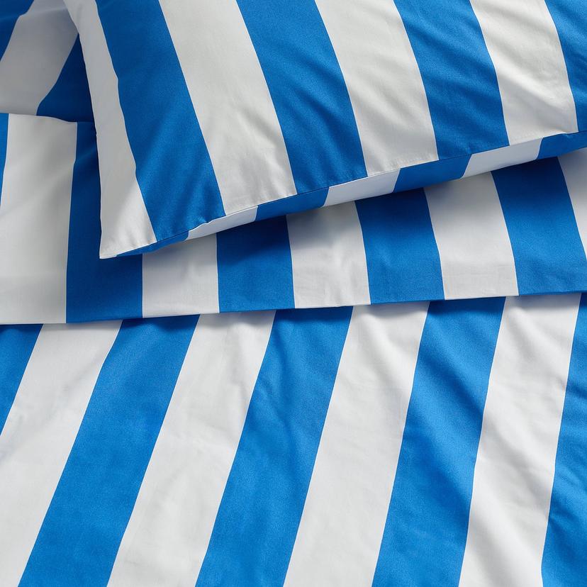 SLÅNHÖSTMAL — Poszwa na kołdrę i 2 poszewki, niebieski/biały/w paski,