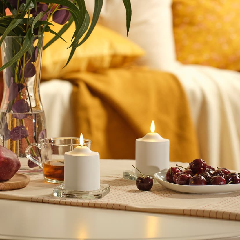 SMÅLOM — LED свеча, с батарейным питанием белый, 9 см