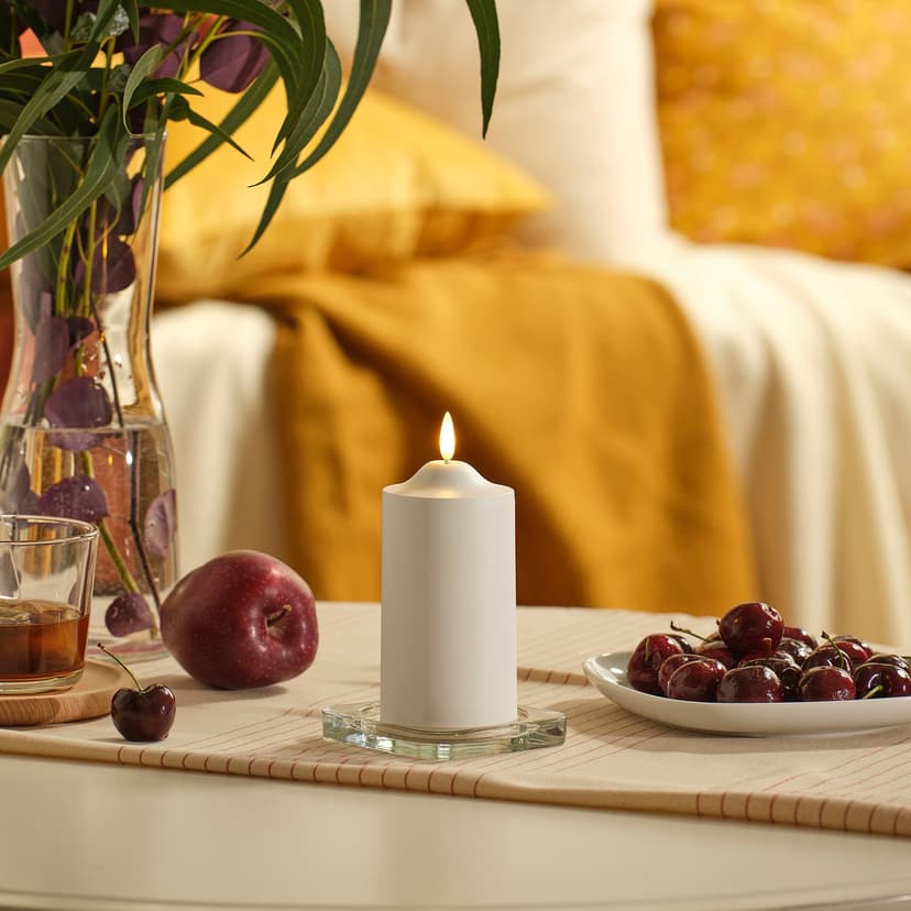 SMÅLOM — LED свеча, с батарейным питанием белый, 14 см