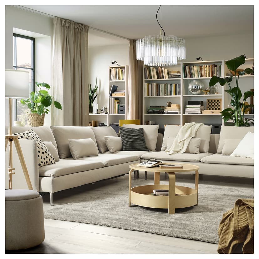 SÖDERHAMN — Narożna sofa rozkładana, 6-osobowa, Fridtuna jasnobeżowy,