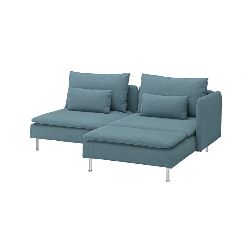 SÖDERHAMN — Sofa 2-osobowa, z szezlongiem z podłokietnikiem/Fridtuna ciemny szaroniebieski,