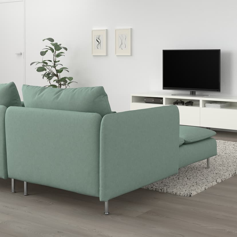 SÖDERHAMN — Sofa 2-osobowa, z szezlongiem z podłokietnikiem/Tallmyra jasnozielony,