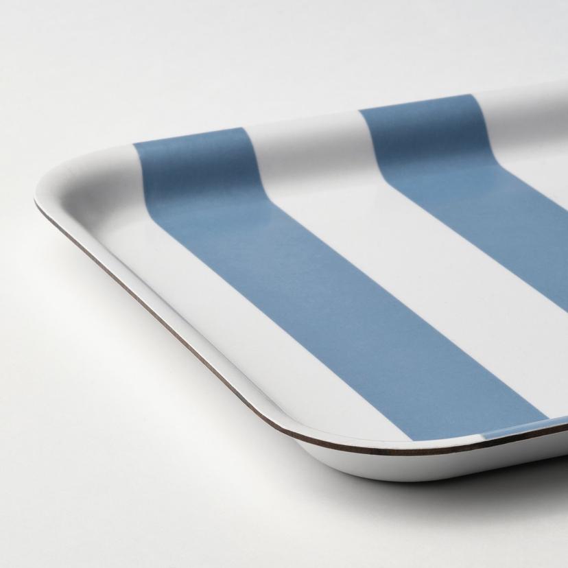 SOLDATFISK — Поднос, полосатый бело-серо-голубой