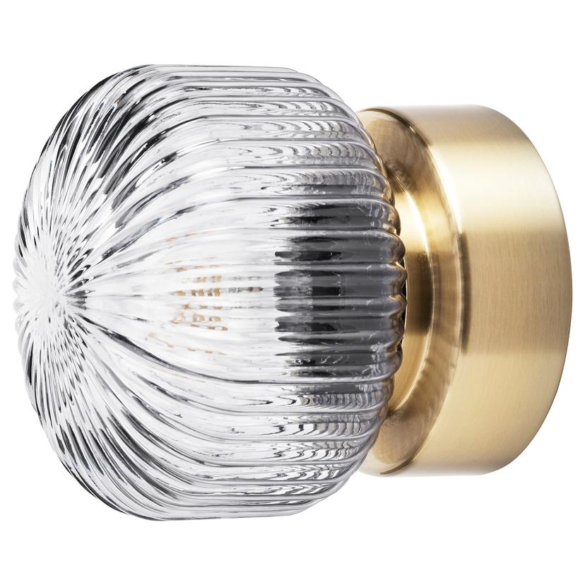 SOLKLINT — Настенный светильник, стационарный монтаж, латунь/серое прозрачное стекло