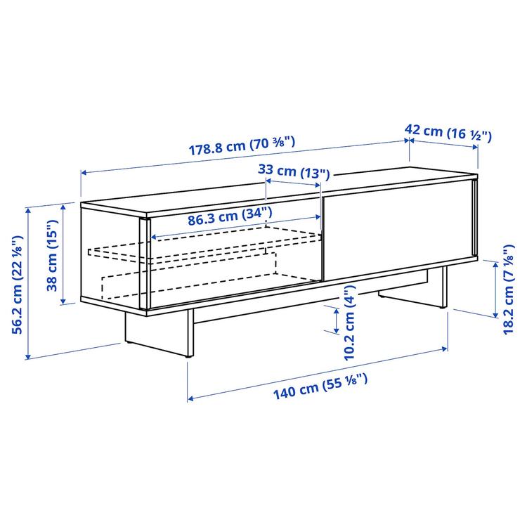 тумба под ТВ с раздвижными дверцами dimensions