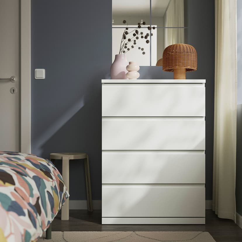 STORKLINTA — Komoda, 4 szuflady, biały,
