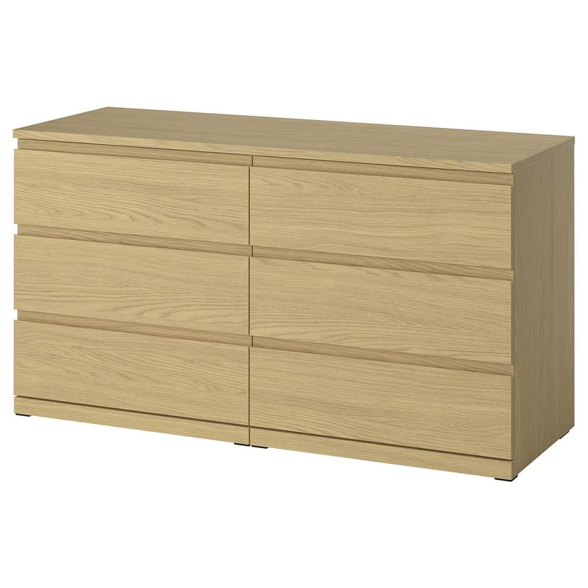STORKLINTA — Komoda, 6 szuflad, imit. dębu,