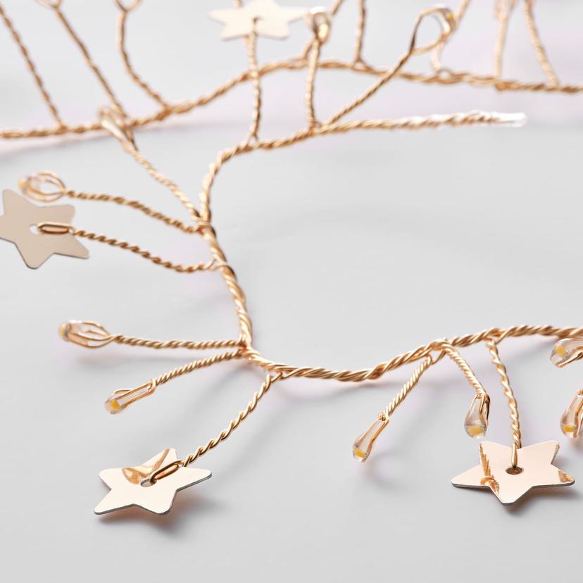 STRÅLA — Светодиодная гирлянда, 80 лампочек, мини/звездочка на батарейках, золотистого цвета.