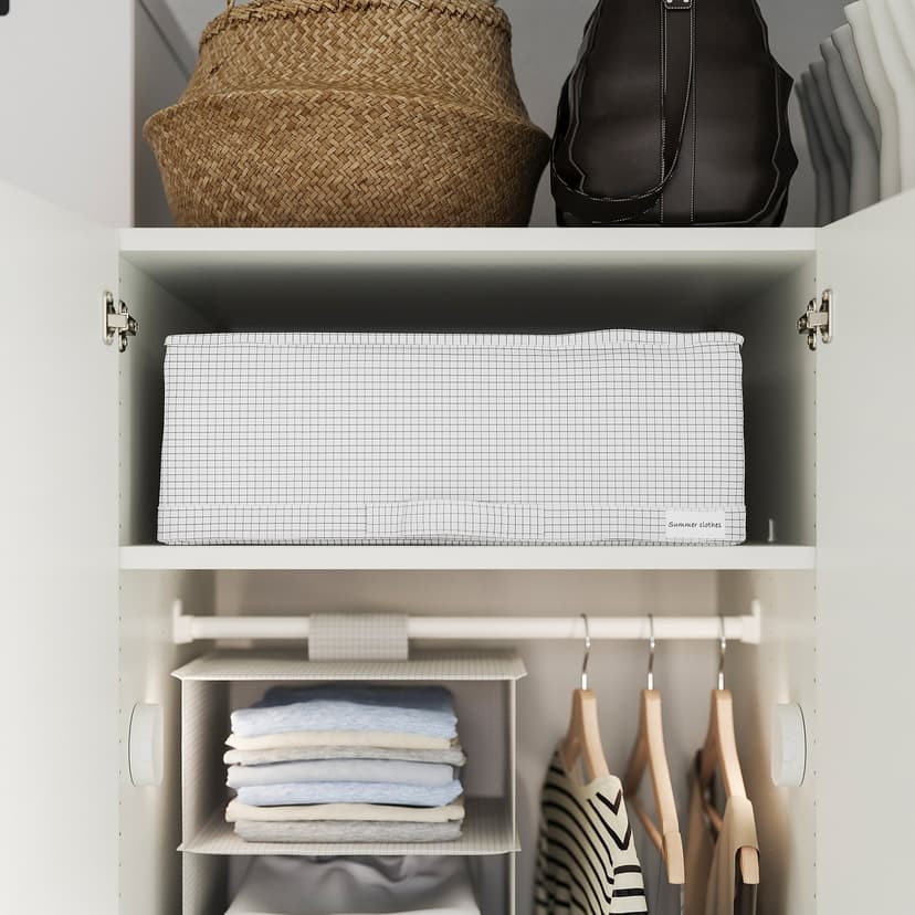 STUK — Pojemnik na ubrania/pościel, biały/czarny,